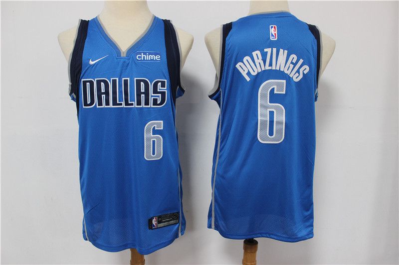 Men Dallas Mavericks 6 Porzingis Blue Game Nike NBA Jerseys